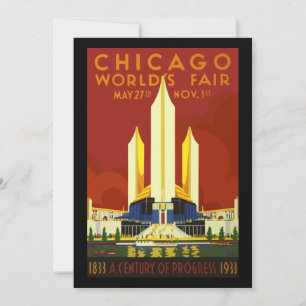 Vintage Travel Poster Chicago Worlds Fair 1933 Feestdagenkaart
