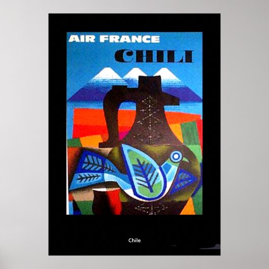 Vintage Travel Poster Chili Afdrukken (Voorkant)