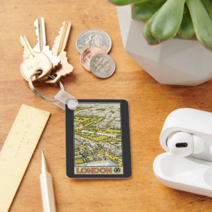 Vintage Travel Poster, City of London Aerial Uitzi Sleutelhanger