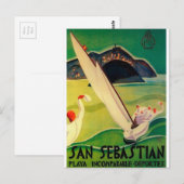 Vintage Travel Poster Donostia San Sebastian Briefkaart (Voorkant / Achterkant)