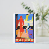 Vintage Travel Poster: Dover Ostend Briefkaart (Staand voorkant)