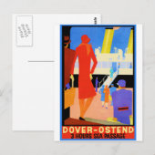 Vintage Travel Poster: Dover Ostend Briefkaart (Voorkant / Achterkant)