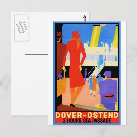Vintage Travel Poster: Dover Ostend Briefkaart (Voorkant / Achterkant)