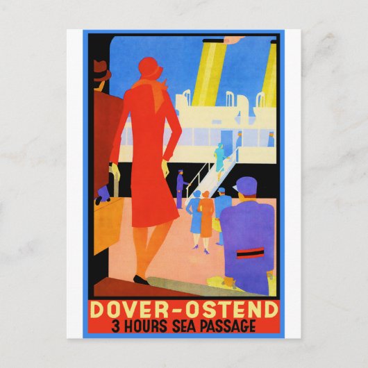 Vintage Travel Poster: Dover Ostend Briefkaart (Voorkant)