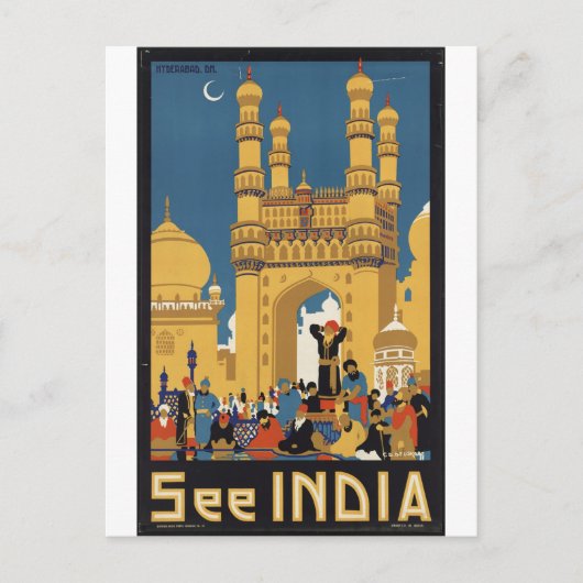 Vintage Travel Poster en Retro Prints Briefkaart (Voorkant)