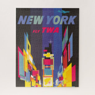 Vintage Travel Poster, Fly Twa, New York Legpuzzel