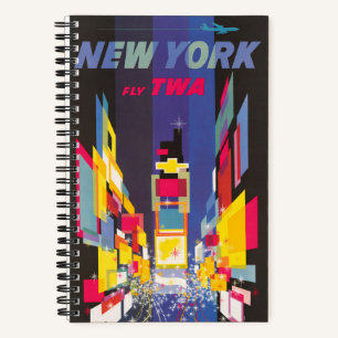 Vintage Travel Poster, Fly Twa, New York Notitieboek