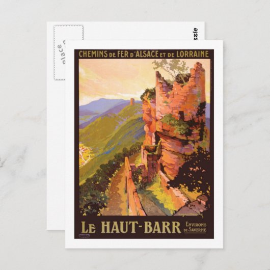 Vintage Travel Poster, Frankrijk Briefkaart (Voorkant / Achterkant)