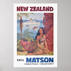 Vintage Travel Poster Frankrijk - Nieuw-Zeeland