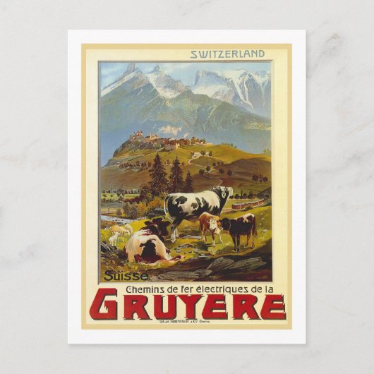 Vintage Travel Poster, Gruyere Briefkaart (Voorkant)