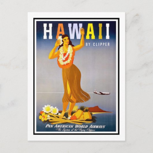 Vintage Travel Poster, Hawaii Briefkaart (Voorkant)