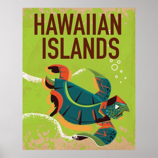 Vintage Travel Poster Hawaiian Islands. (Voorkant)