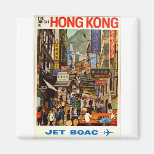 Vintage Travel Poster Hong Kong Street Magneet
