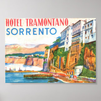 Vintage Travel Poster, Hotel Sorrento Italië Poster