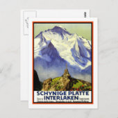Vintage Travel Poster, Interlaken Briefkaart (Voorkant / Achterkant)