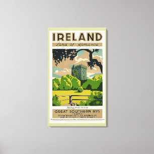 Vintage Travel Poster Ireland Blarney Castle Canvas Afdruk