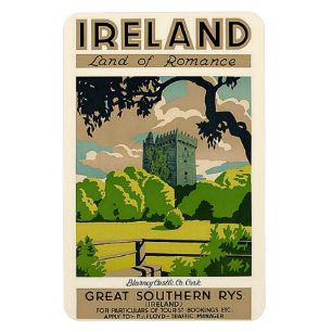 Vintage Travel Poster Ireland Blarney Castle Magneet