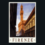 Vintage Travel Poster Italië Florence Firenze<br><div class="desc">Een reproductie van een Art Deco-poster uit de jaren dertig ter bevordering van het toerisme naar Florence in Italië. Digitaal gerenoveerd om de originele kleuren uit te brengen, zelfs beter en zo vele onvolkomenheden te bevestigen mogelijk. Pas de grootte van het poster, de textuur, de rand en/of het lijst aan...</div>