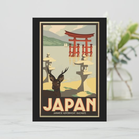 Vintage Travel Poster Japan Schildkunst Feestdagenkaart (Staand voorkant)