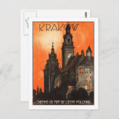 Vintage Travel Poster, Krakow Briefkaart (Voorkant / Achterkant)