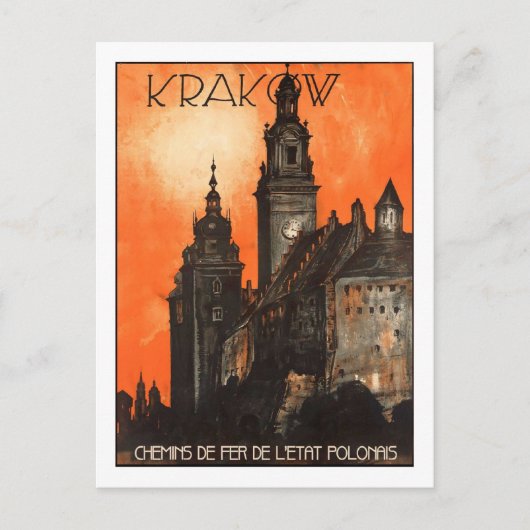 Vintage Travel Poster, Krakow Briefkaart (Voorkant)