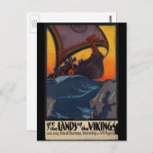 Vintage Travel Poster Land van de Vikingen Briefkaart (Voorkant / Achterkant)