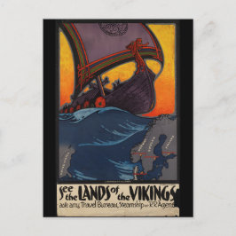 Vintage Travel Poster Land van de Vikingen Briefkaart