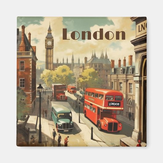 Vintage Travel Poster Londen City Centre Magneet (Voorkant)