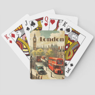 Vintage Travel Poster Londen City Centre Pokerkaarten