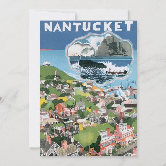 Vintage Travel Poster, Map of Nantucket Island, MA (Voorkant)