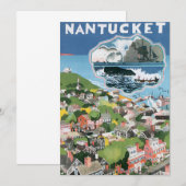 Vintage Travel Poster, Map of Nantucket Island, MA (Voorkant / Achterkant)