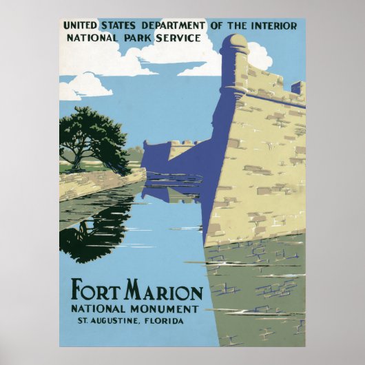 Vintage Travel Poster met Fort Marion (Voorkant)