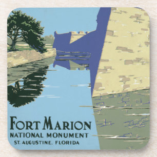 Vintage Travel Poster met Fort Marion Bier Onderzetter