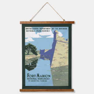 Vintage Travel Poster met Fort Marion Hangend Wandkleed