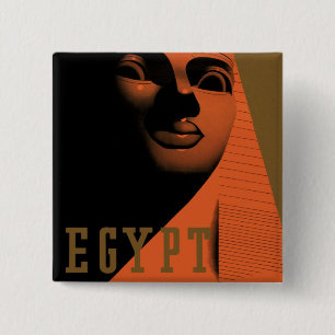 Vintage Travel Poster met Sphinx, Egypte, Afrika Vierkante Button 5,1 Cm