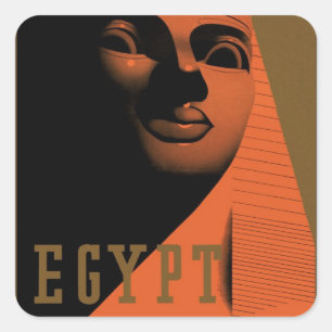 Vintage Travel Poster met Sphinx, Egypte, Afrika Vierkante Sticker