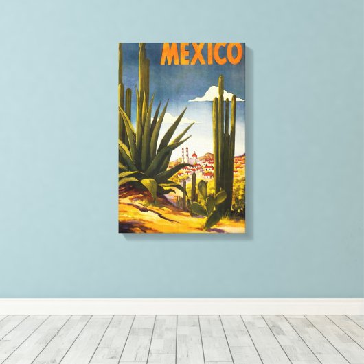 Vintage Travel Poster Mexico Canvas Afdruk (Insitu (Houten vloer))