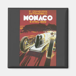 Vintage Travel Poster, Monaco Grand Prix Auto Race Magneet