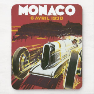 Vintage Travel Poster, Monaco Grand Prix Auto Race Muismat