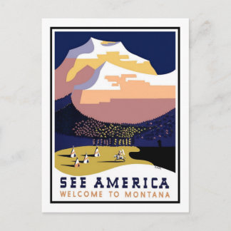 Vintage Travel Poster, Montana Briefkaart