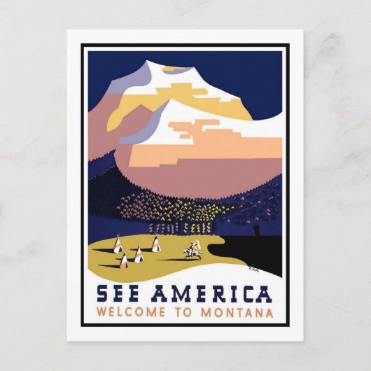 Vintage Travel Poster, Montana Briefkaart (Voorkant)