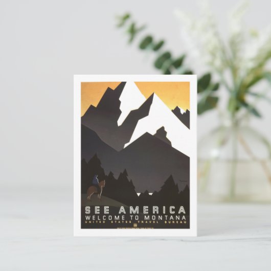 Vintage Travel Poster, Montana Briefkaart (Staand voorkant)