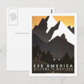 Vintage Travel Poster, Montana Briefkaart (Voorkant / Achterkant)