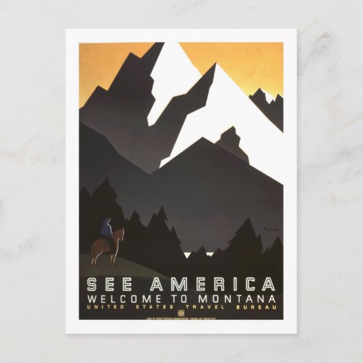 Vintage Travel Poster, Montana Briefkaart (Voorkant)