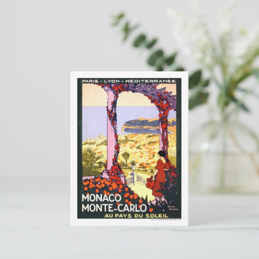 Vintage Travel Poster, Monte-Carlo Briefkaart (Staand voorkant)