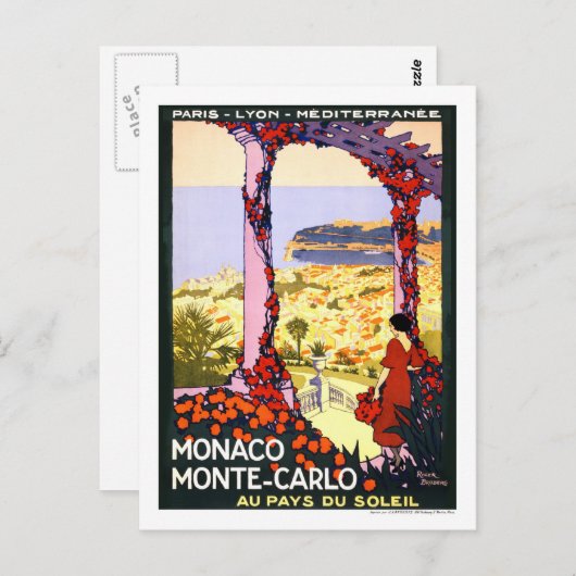 Vintage Travel Poster, Monte-Carlo Briefkaart (Voorkant / Achterkant)
