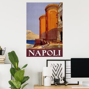 Vintage Travel Poster, Napoli, Castel Nuovo Castle Poster