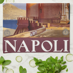 Vintage Travel Poster, Napoli, Castel Nuovo Castle Theedoek