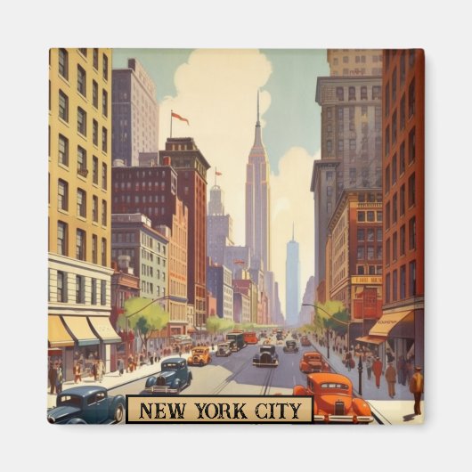 Vintage Travel Poster New York City Magneet (Voorkant)