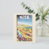Vintage Travel Poster, Nice, Frankrijk Briefkaart (Staand voorkant)